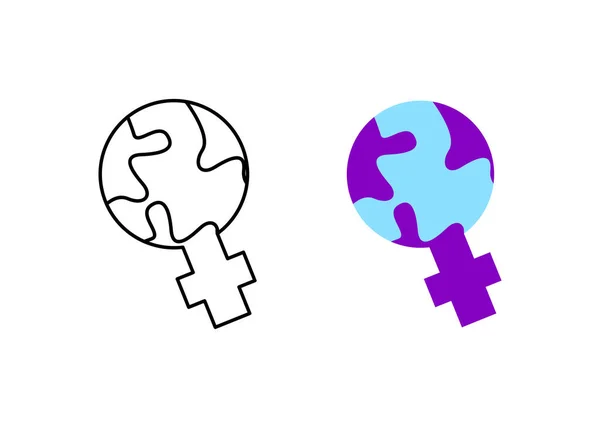 Moderne Welt Neben Weiblicher Ikone Frauentagssymbol Aus Den Ikonen Der — Stockvektor
