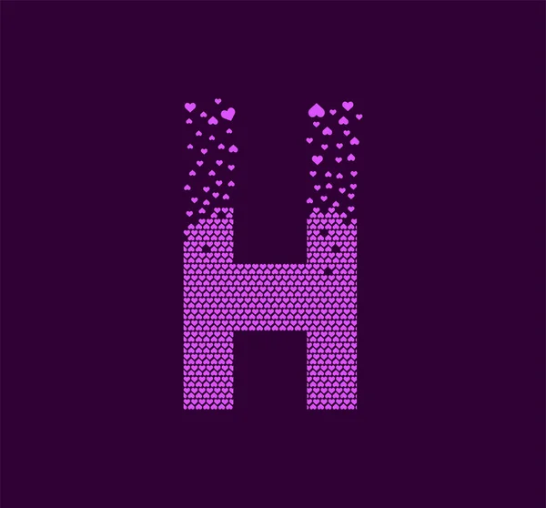 Hjertebogstav Animeret Pixel Dot Logo Bogstavet Pixel Hjerter Fyldt Med – Stock-vektor