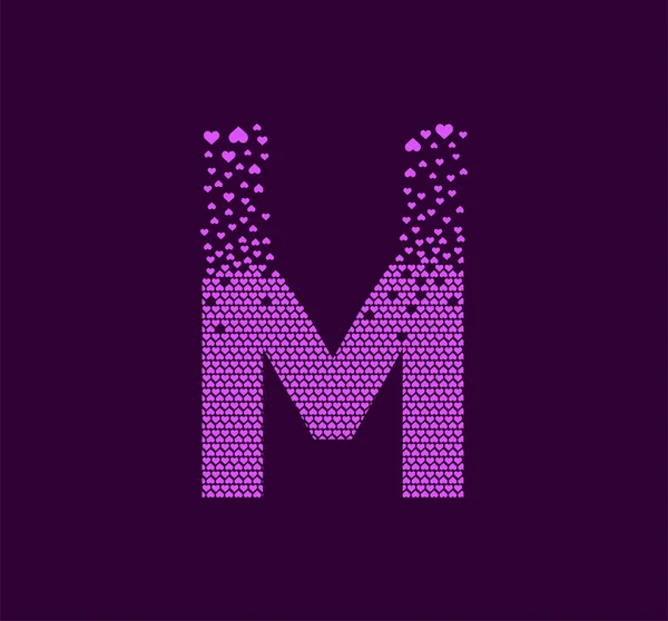 Coeur Lettre Point Pixel Animé Logo Lettre Majuscule Pixel Haut — Image vectorielle