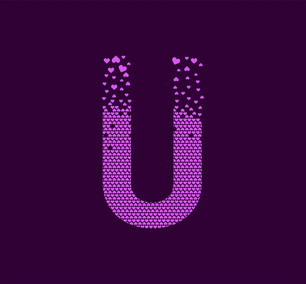 Cuore Lettera Pixel Animato Punto Logo Pixel Maiuscola Cuori Sono — Vettoriale Stock
