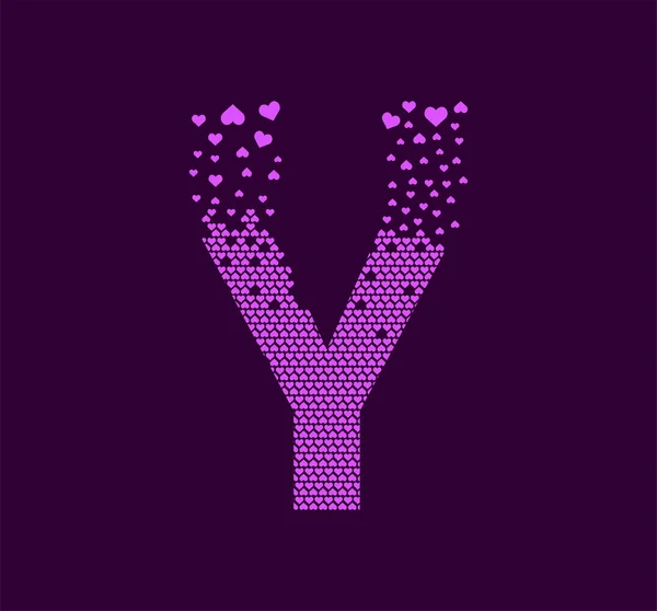 Logo Punto Pixel Animato Lettera Del Cuore Pixel Maiuscola Cuori — Vettoriale Stock