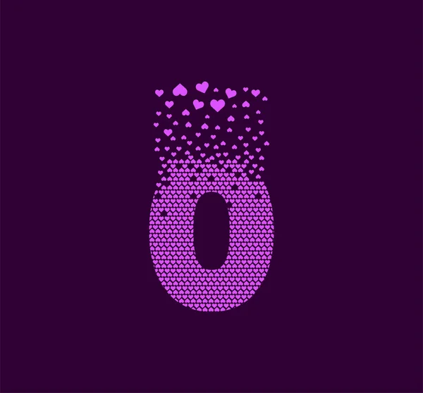 Cuore Numero Logo Pixel Dot Animato Grossi Marcano Pixel Pieno — Vettoriale Stock