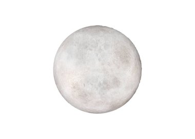 Ay yüksek çözünürlüklü 3D görüntüleme. En iyi ay desenli. Bilim astronomisi, detaylı ay yüzeyi, beyaz arkaplan.