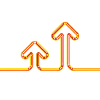 Neon yukarı doğru sürekli tek bir çizgi. 3d vektör neon gelişme simgesi. Büyüme ve gelişim minimum neon tarzı. Eşsiz basit doğrusal tüp. Beyaz arkaplanda doğrusal neon.