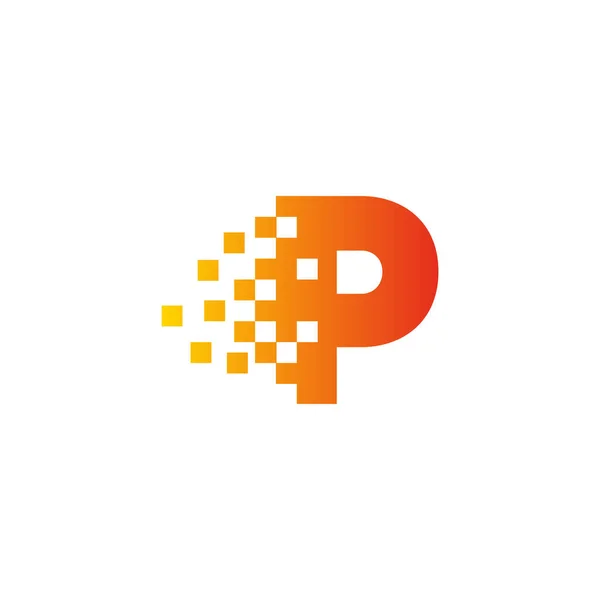 Carta Colorida Logo Pixel Dot Rápido Arte Pixel Com Letra — Vetor de Stock