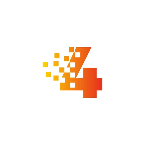 Numéro Coloré Signe Rapide Pixel Point Logo Numéro Quatre Pixel — Image vectorielle