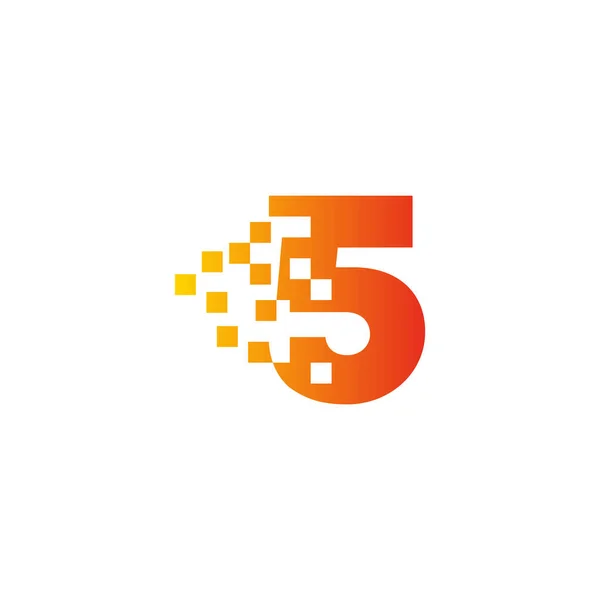 Bunte Zahl Zeichen Schnell Pixelpunkt Logo Nummer Fünf Der Pixelkunst — Stockvektor