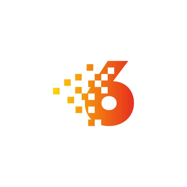 Colorful Number Sign Fast Pixel Dot Logo Number Six Pixel —  Vetores de Stock