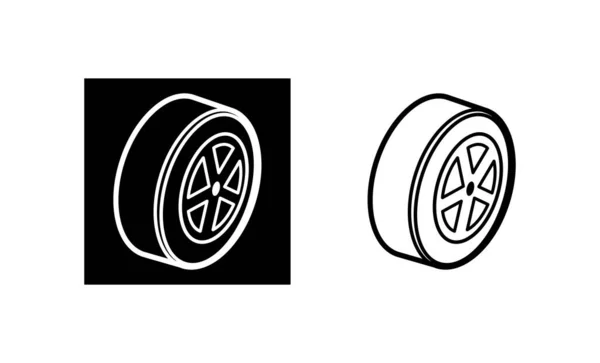 Car Wheel Icon Car Tire Rim Wheel Part Silhouette Linear — стоковый вектор