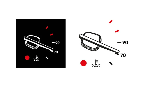 Car Temperature Gauge Icon Car Engine Heat Indicator Icon Silhouette — Stock Vector