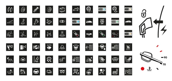 Car Related Sign Information Large Icon Set Modern Smart Vehicle — стоковый вектор