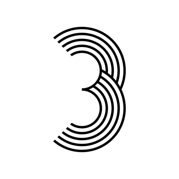 Linear Modern Logo Numeral Number Form Line Stripe Alphabet Number — стоковый вектор