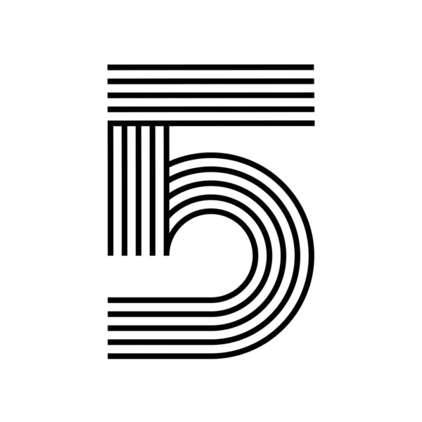 Lineares Modernes Logo Der Ziffer Nummer Form Eines Strichstreifens Alphabetzahl — Stockvektor