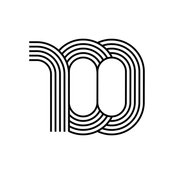 线形现代标志的数字100 线带形式的数量 字母数字字符和数字线性抽象设计 Logo Corporate Identity App Creative Poster More — 图库矢量图片