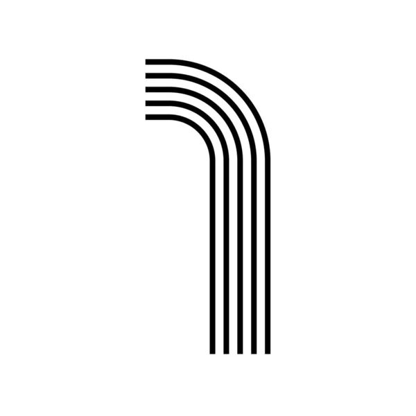 Linear Modern Logo Numeral Number Form Line Stripe Alphabet Number — Vettoriale Stock