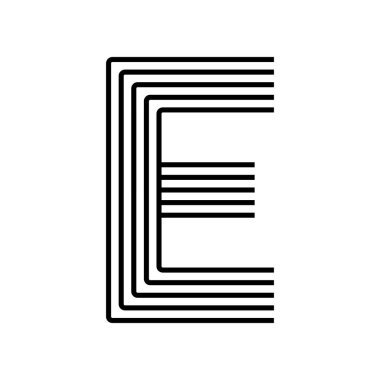 Doğrusal E harfi modern simge. Alfabe çizgisi ve E bitkisi iç içe geçmiş tasarım. Logo, şirket kimliği, uygulama, yaratıcı afiş ve daha fazlası. Yaratıcı geometrik çizgi.