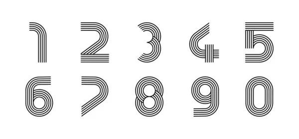 Digits Linear Modern Logo All Numbers Line Strip Form Alphabet — Archivo Imágenes Vectoriales