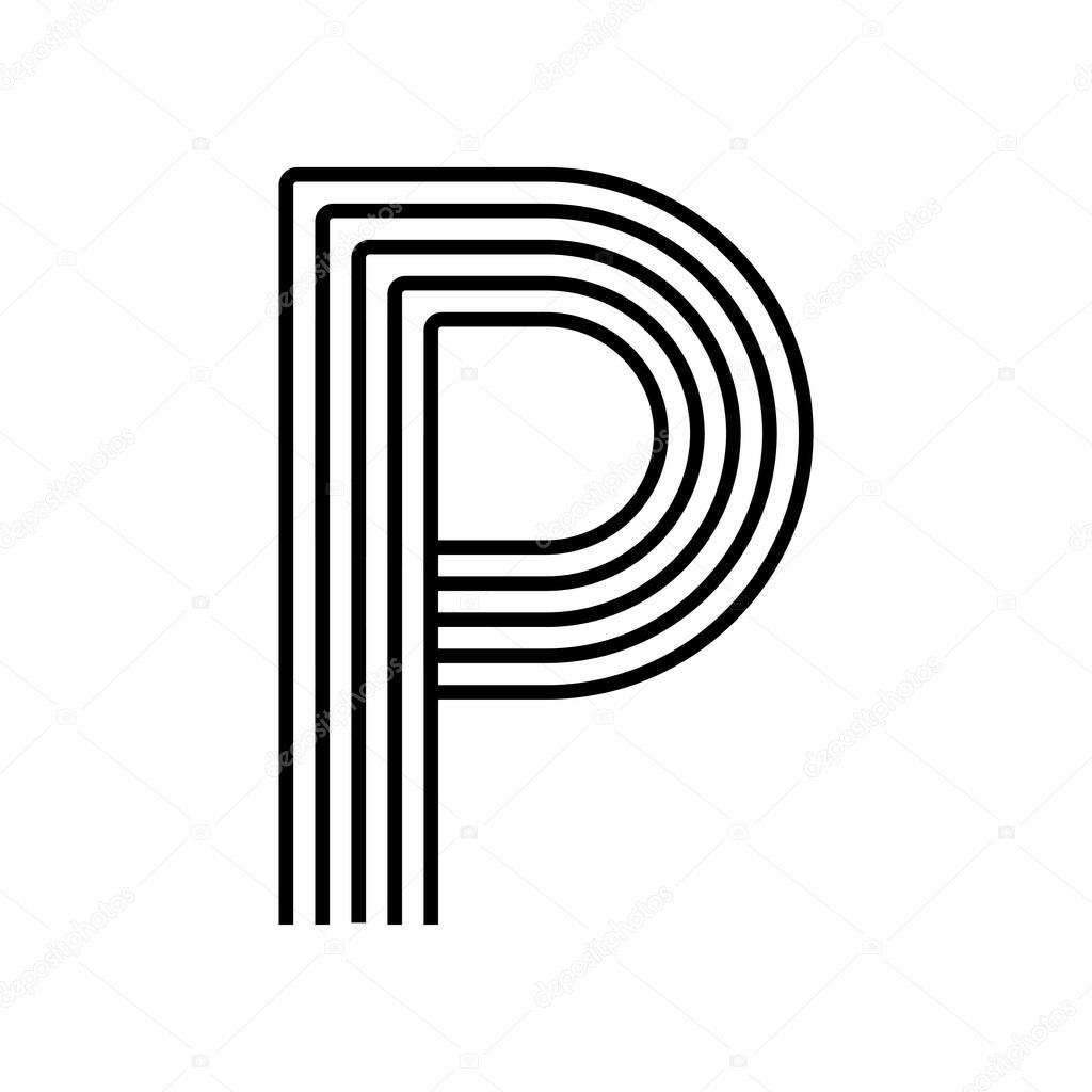 Linear letter P modern icon. Alphabet line and P herb intertwining design. Logo, corporate identity, app, Creative banner and more. Creative geometric line.
