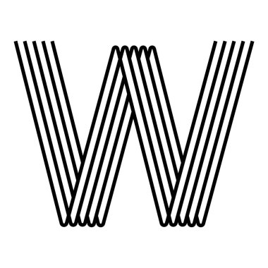 Doğrusal harf W modern simge. Alfabe sırası ve W bitkisi iç içe geçmiş tasarım. Logo, şirket kimliği, uygulama, yaratıcı afiş ve daha fazlası. Yaratıcı geometrik çizgi.