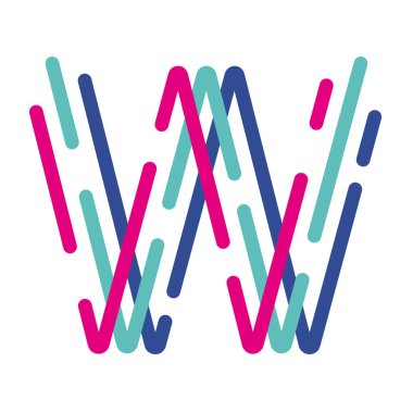 Soyut Harf W Çizgisi Renkli Doğrusal Logoti. Yeni pop sanat renkleri olan modern harf çizgileri. Yazı tipi alfabe şablonu. Logo ince çizgi biçimini ayarladı.