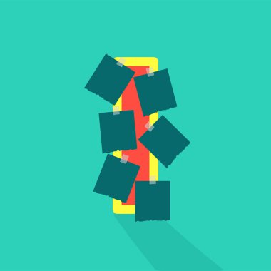 Yapışkan kağıt ya da resim alanı. Fotoğraf kolajı ve eğlenceli kağıt etiketi. Maskeleri kırpma çerçeveleri vektör dosyasında mevcuttur. Fotoğraf albümü için şablon.