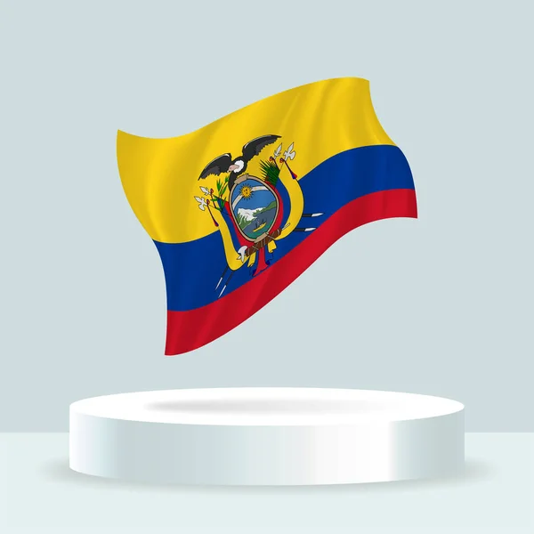 Ecuadors Flagge Darstellung Der Flagge Auf Dem Stand Fahnenschwenken Modernen — Stockvektor