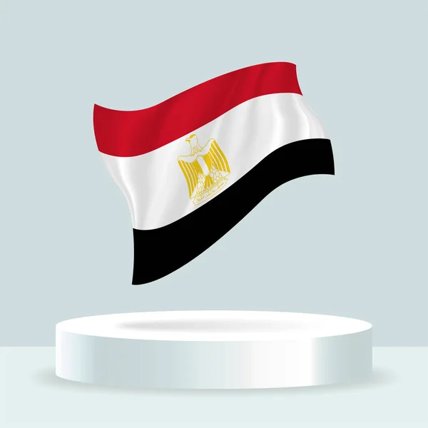 Єгипетський Прапор Зображення Прапора Зображеного Трибуні Розмахування Прапором Сучасних Пастельних — стоковий вектор