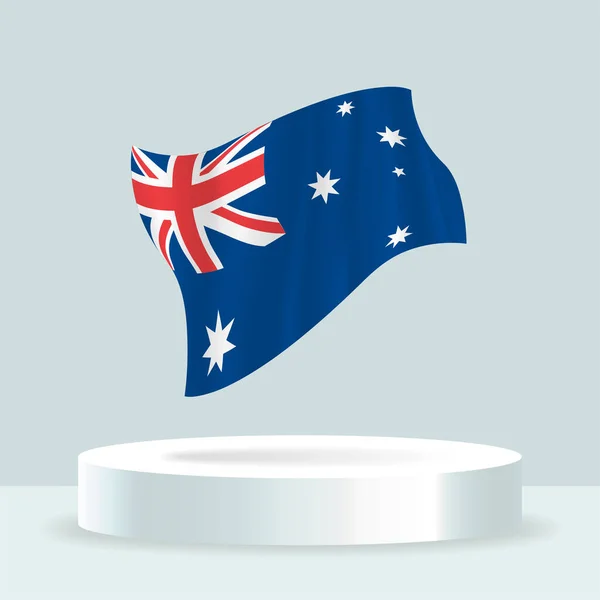 Avustralya Bayrağı Kürsüde Gösterilen Bayrağın Canlandırması Modern Pastel Renkte Bayrak — Stok Vektör