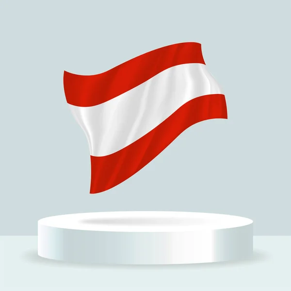 Bandera Austriaca Representación Bandera Que Muestra Stand Bandera Ondeando Colores — Vector de stock