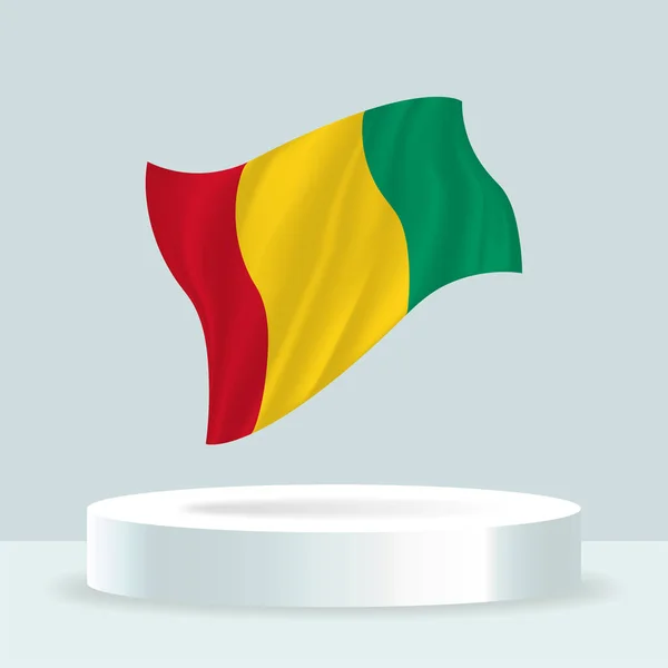 Bandeira Guiné Renderização Bandeira Exibida Estande Acenando Bandeira Cores Pastel — Vetor de Stock