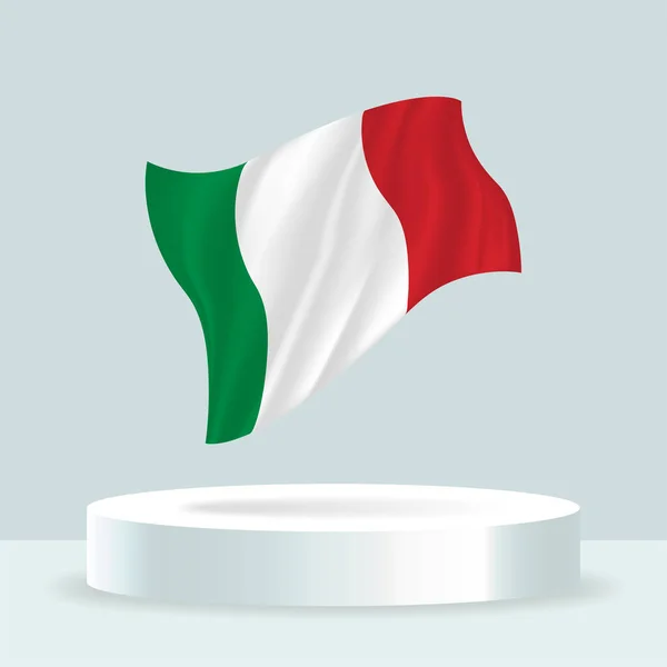 Прапор Італії Зображення Прапора Зображеного Трибуні Розмахування Прапором Сучасних Пастельних — стоковий вектор