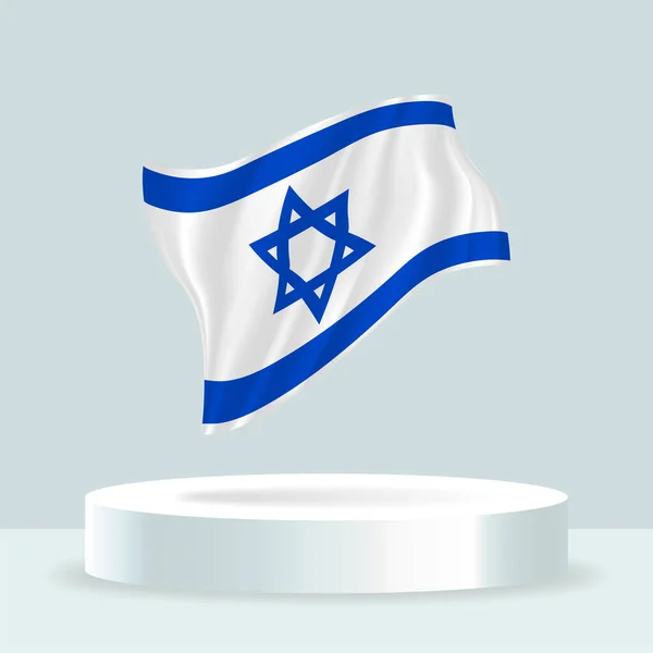 Bandera Israel Representación Bandera Que Muestra Stand Bandera Ondeando Colores — Vector de stock