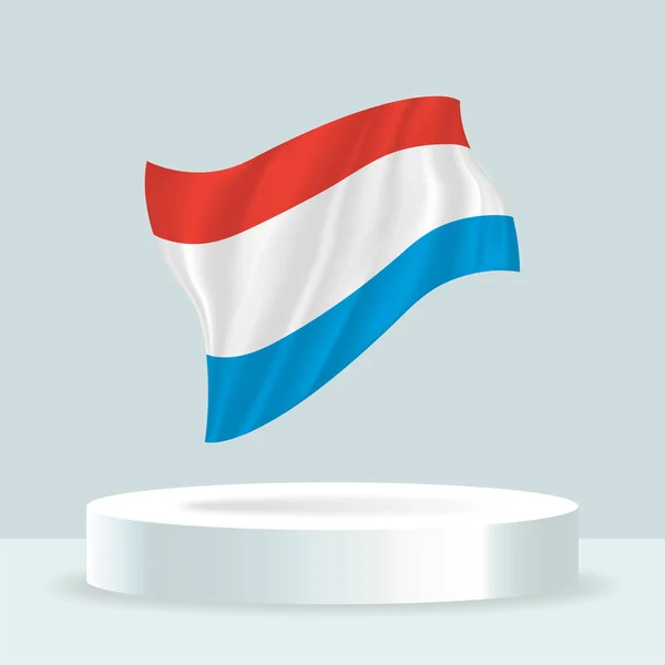 Bendera Luxemburg Rendering Dari Bendera Yang Ditampilkan Mimbar Mengibarkan Bendera - Stok Vektor