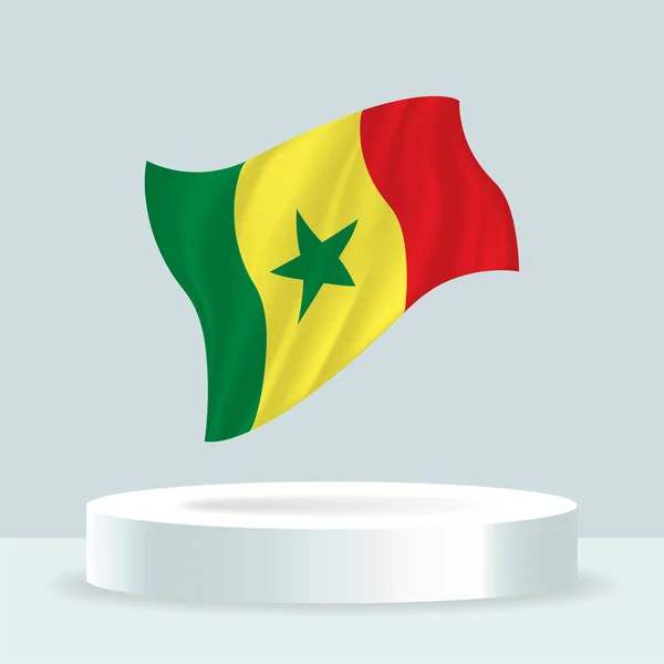 Bandeira Senegal Renderização Bandeira Exibida Estande Acenando Bandeira Cores Pastel — Vetor de Stock
