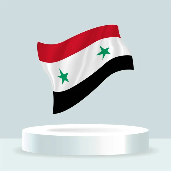 Σημαία Συρίας Απόδοση Της Σημαίας Που Εμφανίζεται Στο Περίπτερο Κυματιστή — Διανυσματικό Αρχείο