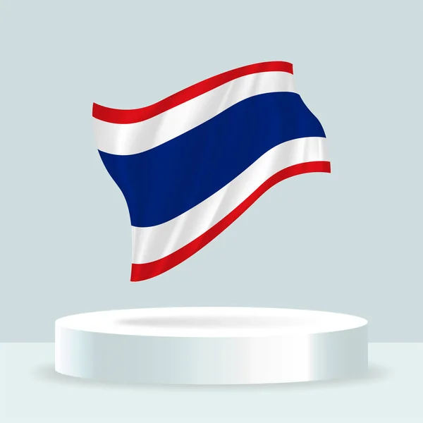 Drapeau Thaïlande Rendement Drapeau Affiché Sur Stand Drapeau Couleurs Pastel — Image vectorielle