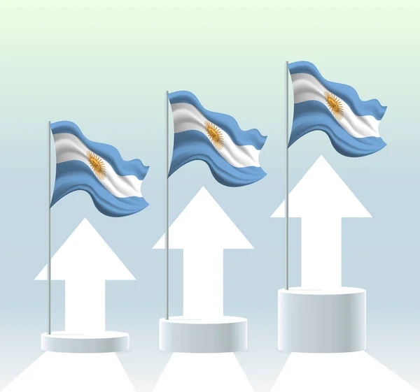Arjantin Bayrağı Ülkenin Değerleri Yükselme Eğilimindedir Modern Pastel Renklerde Bayrak — Stok Vektör
