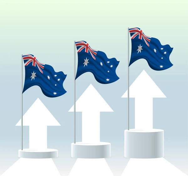 Avustralya Bayrağı Ülkenin Değerleri Yükselme Eğilimindedir Modern Pastel Renklerde Bayrak — Stok Vektör