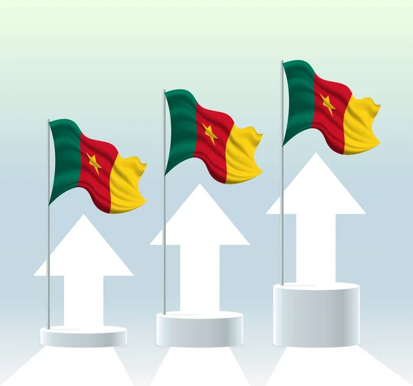 Drapeau Cameroun Pays Est Dans Une Tendance Haussière Poteau Drapeau — Image vectorielle
