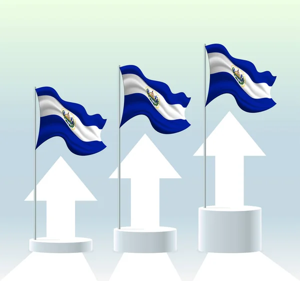 Drapeau Salvador Pays Est Dans Une Tendance Haussière Poteau Drapeau — Image vectorielle