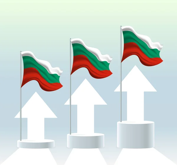 Drapeau Bulgarie Pays Est Dans Une Tendance Haussière Poteau Drapeau — Image vectorielle