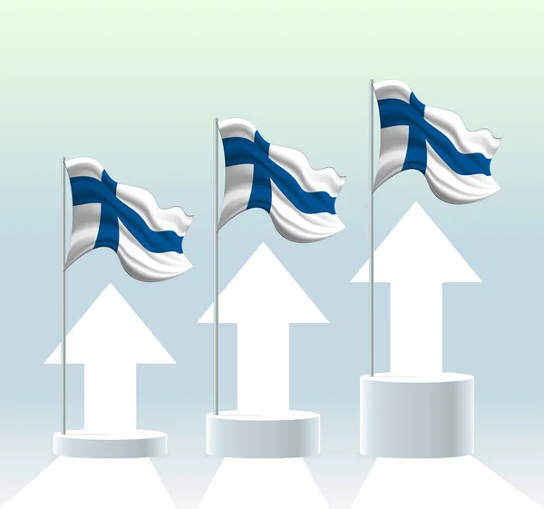 Finlandiya Bayrağı Ülke Bir Yükselişte Modern Pastel Renklerde Bayrak Direği — Stok Vektör