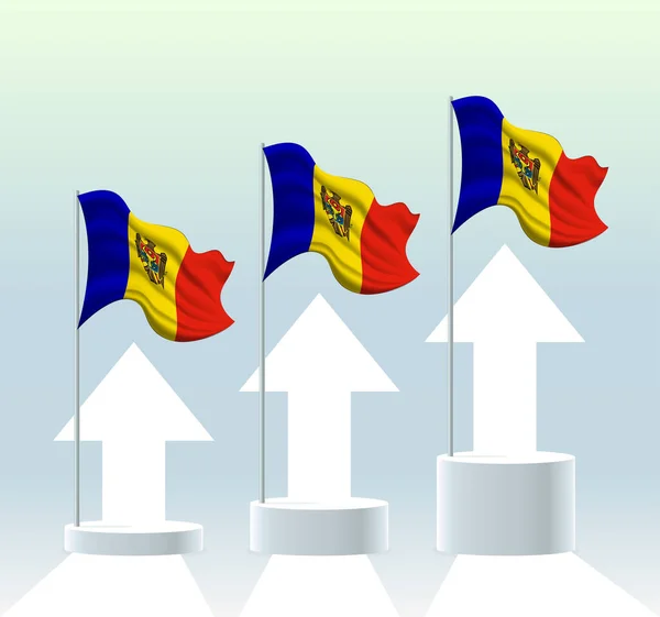 Pavillon Moldavie Pays Est Dans Une Tendance Haussière Poteau Drapeau — Image vectorielle