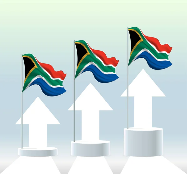 Südafrika Flagge Das Land Befindet Sich Aufwärtstrend Fahnenmast Modernen Pastellfarben — Stockvektor