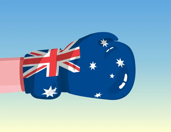 Boks Eldiveninde Avustralya Bayrağı Rekabetçi Güce Sahip Ülkeler Arasında Çatışma — Stok Vektör