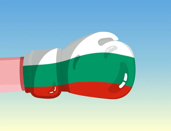 Bulharská Vlajka Boxerské Rukavici Konfrontace Mezi Zeměmi Konkurenční Silou Útočný — Stockový vektor