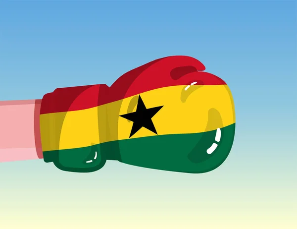 Bandiera Del Ghana Sul Guanto Boxe Confronto Tra Paesi Con — Vettoriale Stock