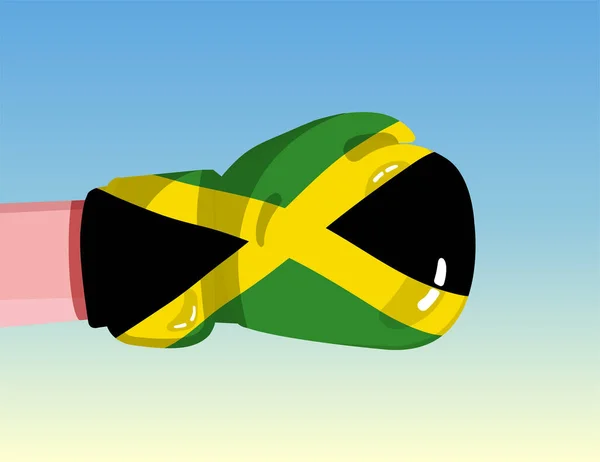 Jamaica Zászlója Boxkesztyűn Konfrontáció Versenyhelyzetben Lévő Országok Között Támadó Hozzáállás — Stock Vector