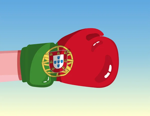 Bandera Portugal Guante Boxeo Confrontación Entre Países Con Poder Competitivo — Archivo Imágenes Vectoriales