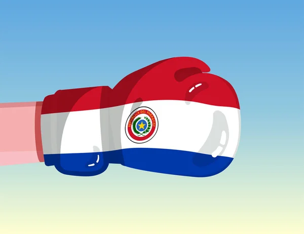 Paraguayská Vlajka Boxerské Rukavici Konfrontace Mezi Zeměmi Konkurenční Silou Útočný — Stockový vektor